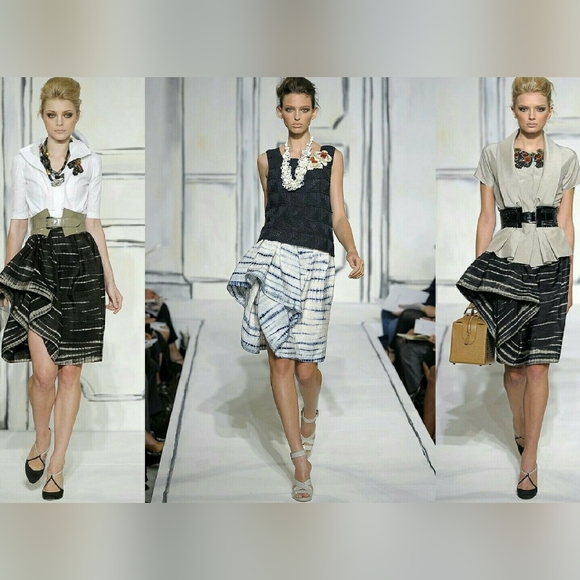 $2,200 OSCAR DE LA RENTA STUNNING BLUE EXCLUSIVE BEAD SILK KNIT RUNW BLOUSE US M - Picture 4 of 5